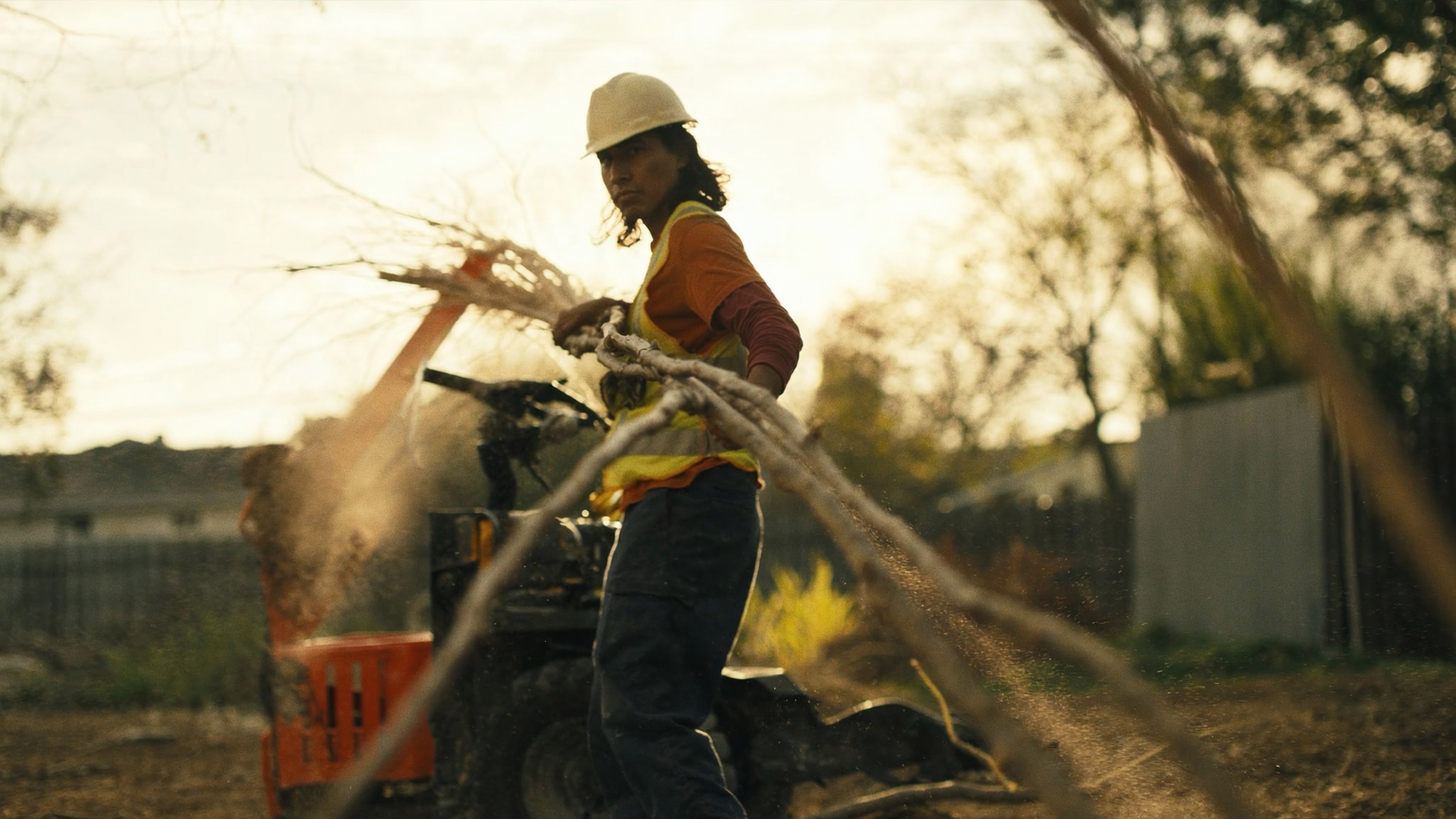 Clearing brush and small trees in a field